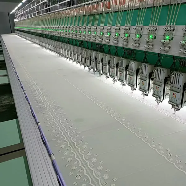 White Cotton Lace Embroidery Eyelet Fabric For Dress