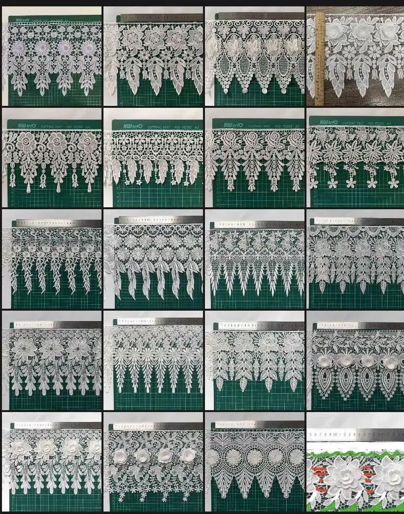 Wholesale 25cm Embroidery Polyester Trim Ab Sequins Lace With 3d Rose Flower For Clothing